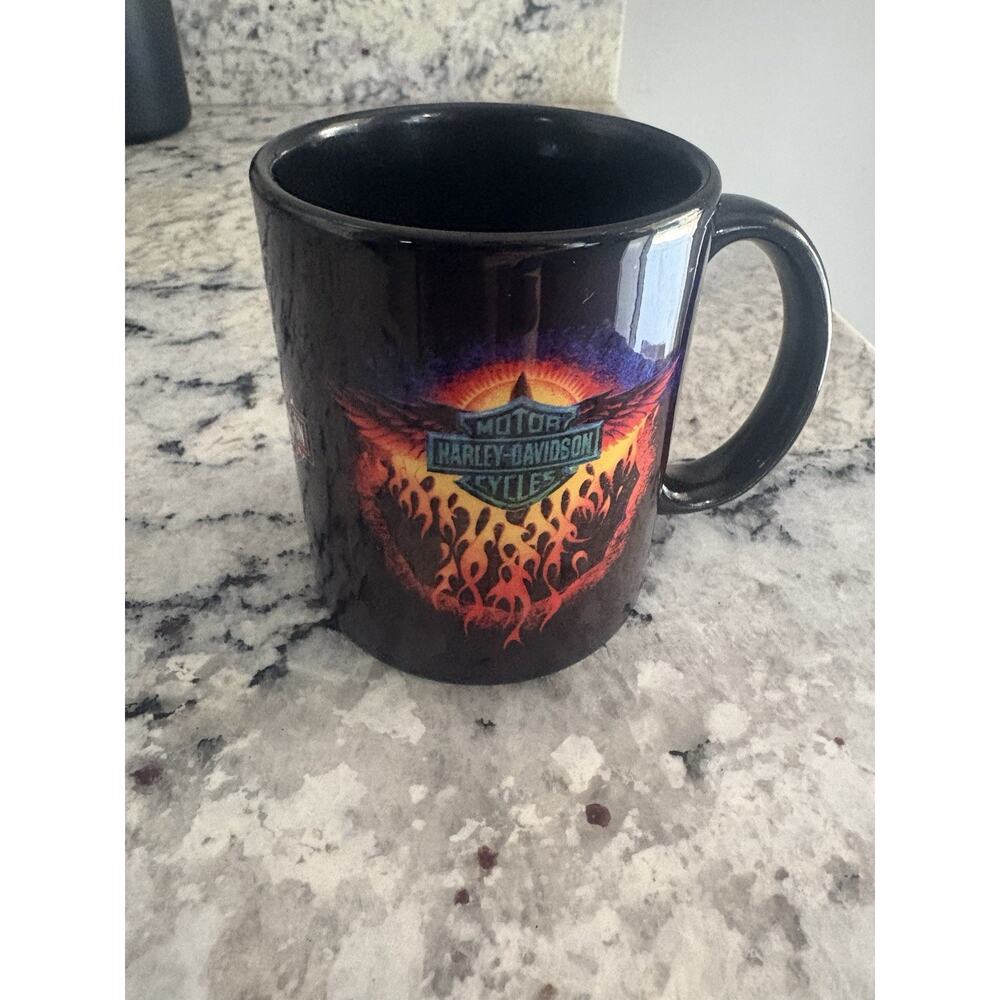 2003 Harley Davidson Coffee Mug! Flaming Bar And Shield.